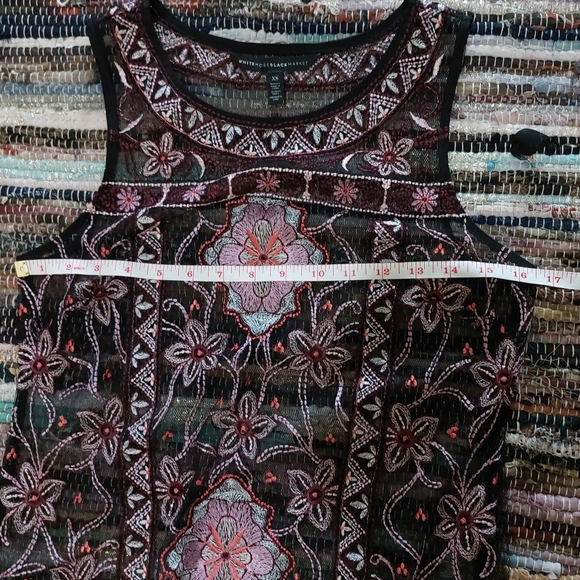 White House Black Market Floral Embroidered Sheer Mesh Elegant Tank Top Blouse - Picture 11 of 16